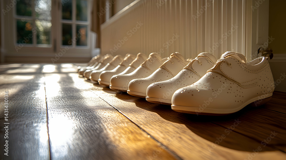 Sunlit White Curtains and Wooden Floor
