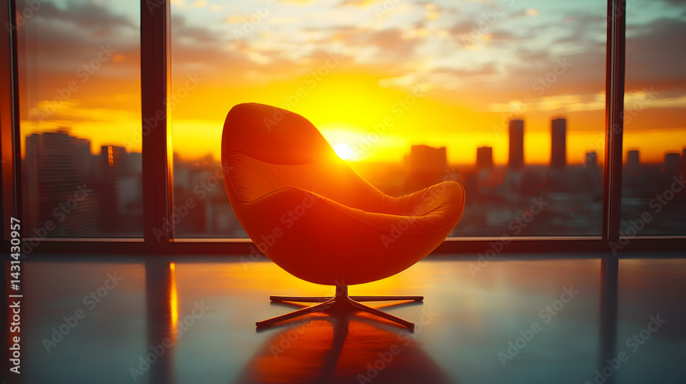 Sunset Cityscape from Office Chair