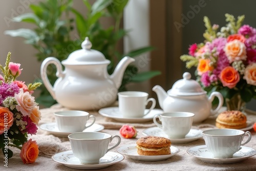 Wallpaper Mural Vintage Tea Set Afternoon Delight Torontodigital.ca