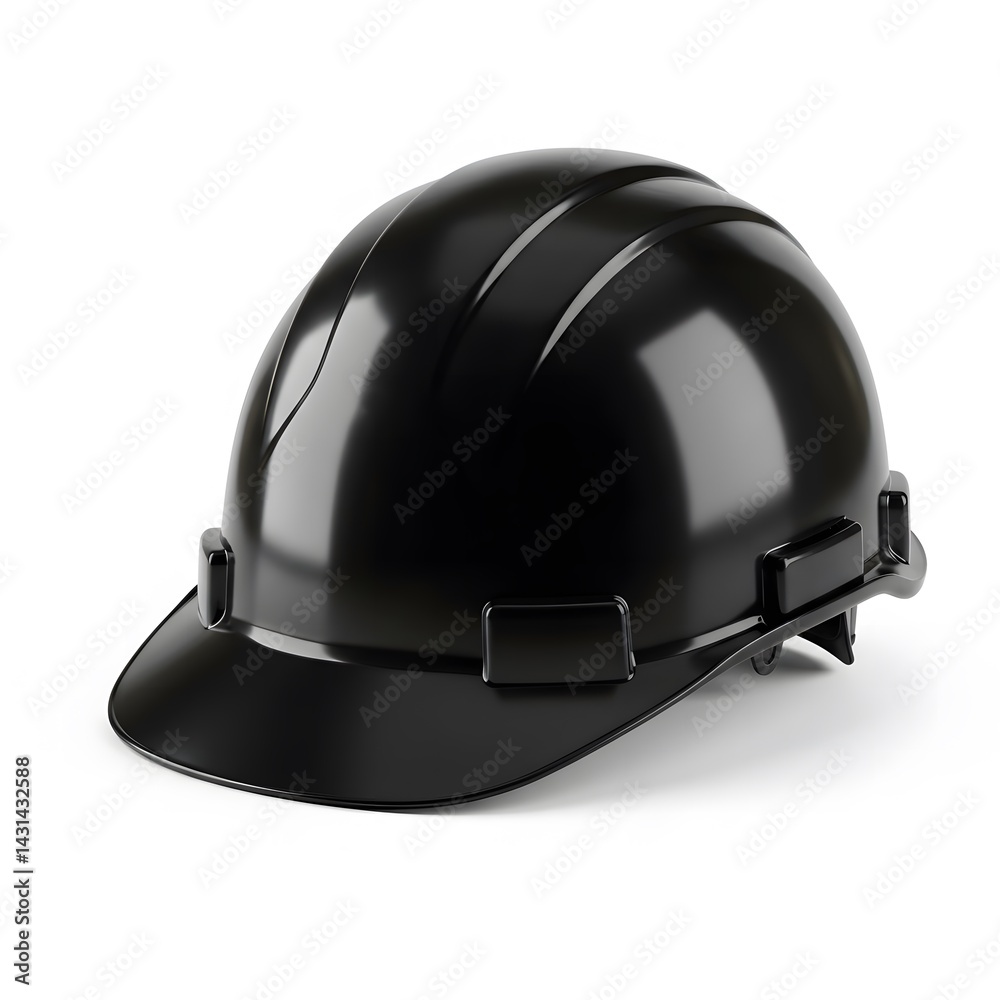 Fototapeta premium Isolated black hard hat on white