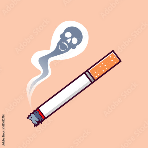 Simple illustration of a cigarette with smoke