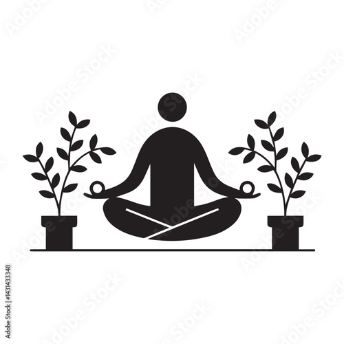 Meditation silhouette Icon. Vector Illustration Symbol Design Element