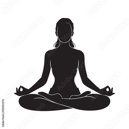 Meditation silhouette Icon. Vector Illustration Symbol Design Element