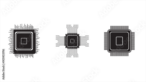  vector illustration of a computer processor, also known as a CPU