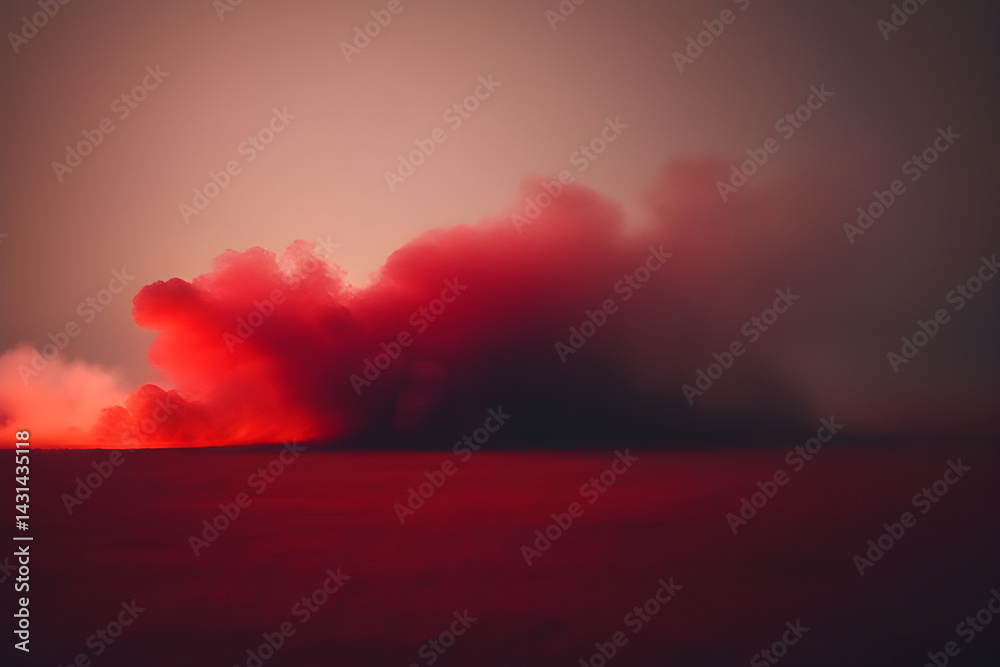 Naklejka premium Cinematic Shoot Abstract Red Smoke In Dark