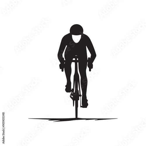 Vector silhouette of a person riding a bicycle