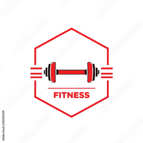 Fitness gym dumbbell workout training exercise health strength sport bodybuilding logo design vector icon