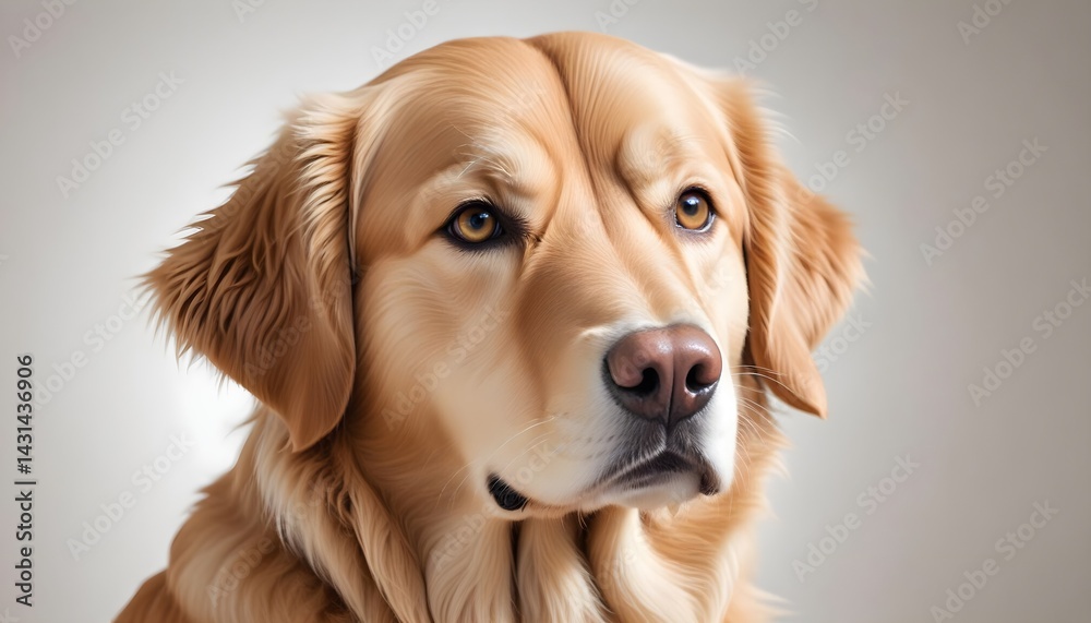 Golden retriever dog smiling in bright studio portrait Golden retriever dog smiling in bright studio portrait