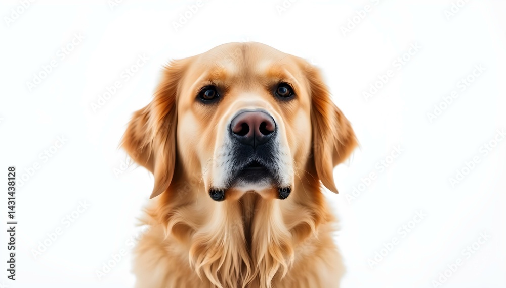 Fototapeta premium Golden retriever dog smiling in bright studio portrait