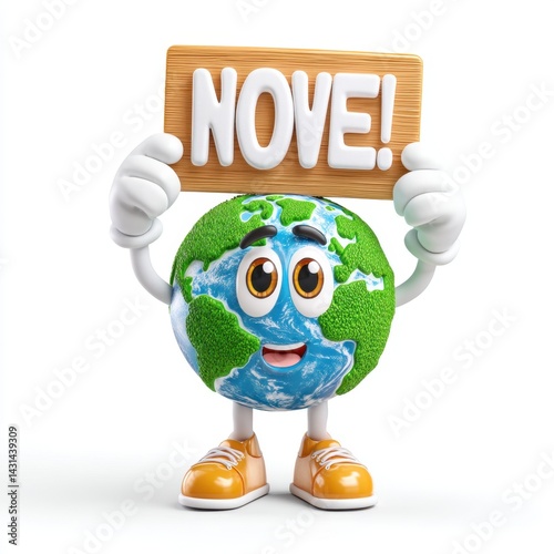Cheerful Earth Character Holding 