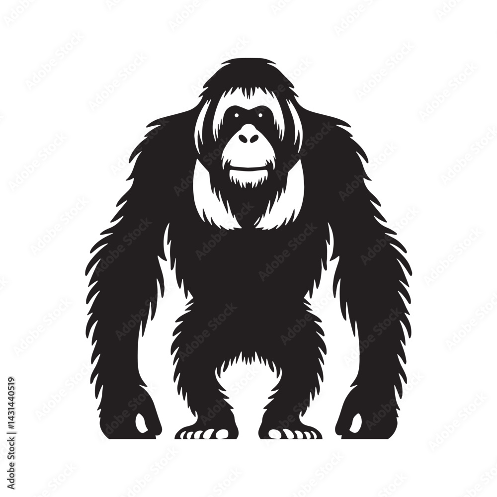 Obraz premium Majestic orangutan silhouette vector with defined details – orangutan silhouette – orangutan vector – orangutan illustration – silhouette of orangutan – orangutan icon