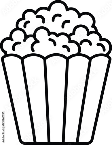 popcorn basket outline vector illustration on white background