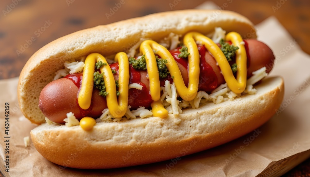 Delicious Hot Dog Preparation Food Festival Culinary Art Street Scene Close-up Fast Food Delight