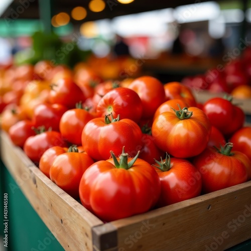Fresh food on the counter. Market. Shop. Vegetables for sale. Tomatoes.