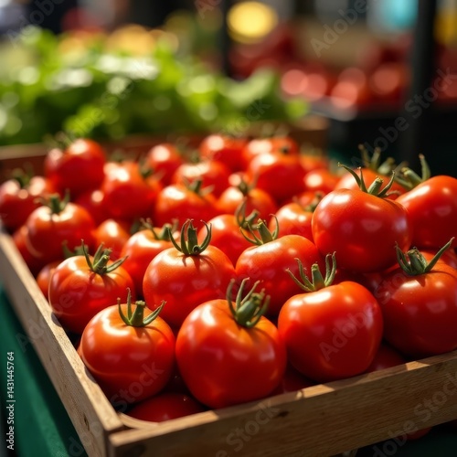 Fresh food on the counter. Market. Shop. Vegetables for sale. Tomatoes.