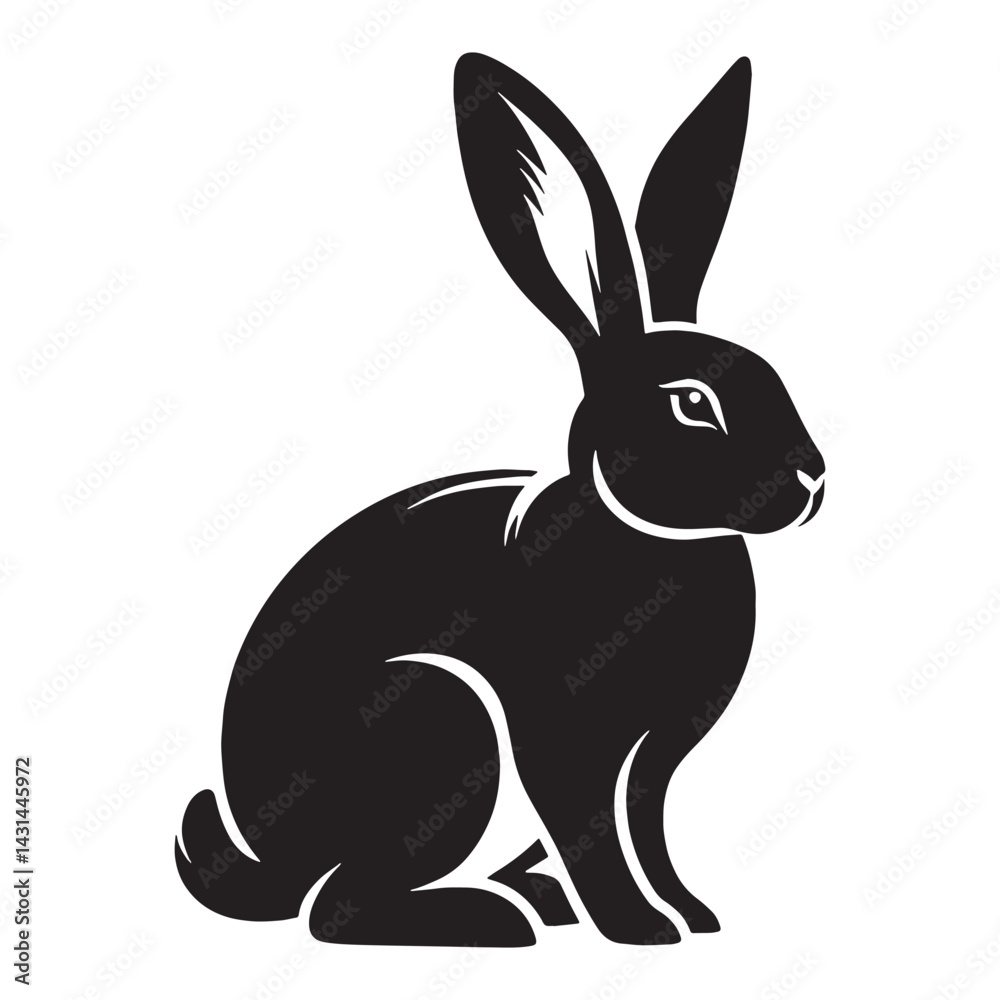 Fototapeta premium Simple rabbit silhouette vector for strong visual identity design – rabbit silhouette – rabbit vector – rabbit illustration – silhouette of rabbit – rabbit icon