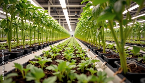 Obraz na płótnie Controlled Environment Greenhouse Cultivation Sustainable Growth Techniques for Indoor Agriculture w salonie