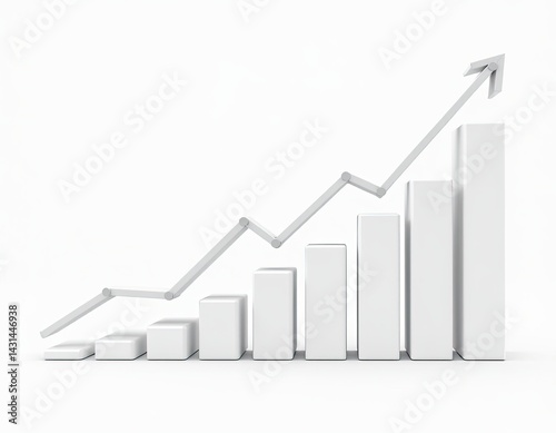 Free Download 3D White Bar Graph Showing Upward Trend, Growth Chart, Business Success - GFXLoad