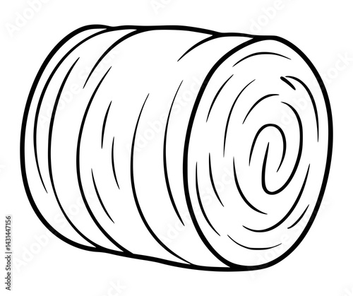 Hay Bale Line Drawing Illustration