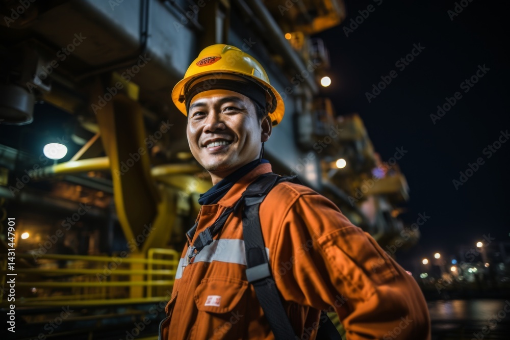 Portrait of a male worker on oil platform Portrait of a male worker on oil platform