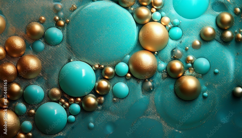 stylish abstract design with turquoise and gold bubbles stylish abstract design with turquoise and gold bubbles