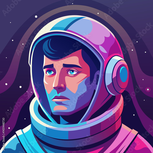 Astronaut Portrait, Spaceman Illustration