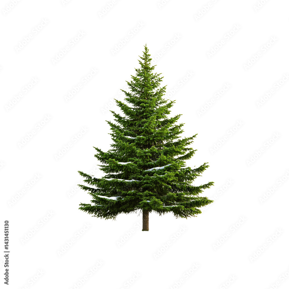 Fototapeta premium Snow-Dusted Evergreen Tree Isolated on Transparent Background