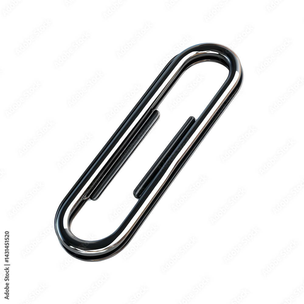 Elegant Clip: A Shiny Metallic Paper Holder Floating in Dark Void Space Elegant Clip: A Shiny Metallic Paper Holder Floating in Dark Void Space