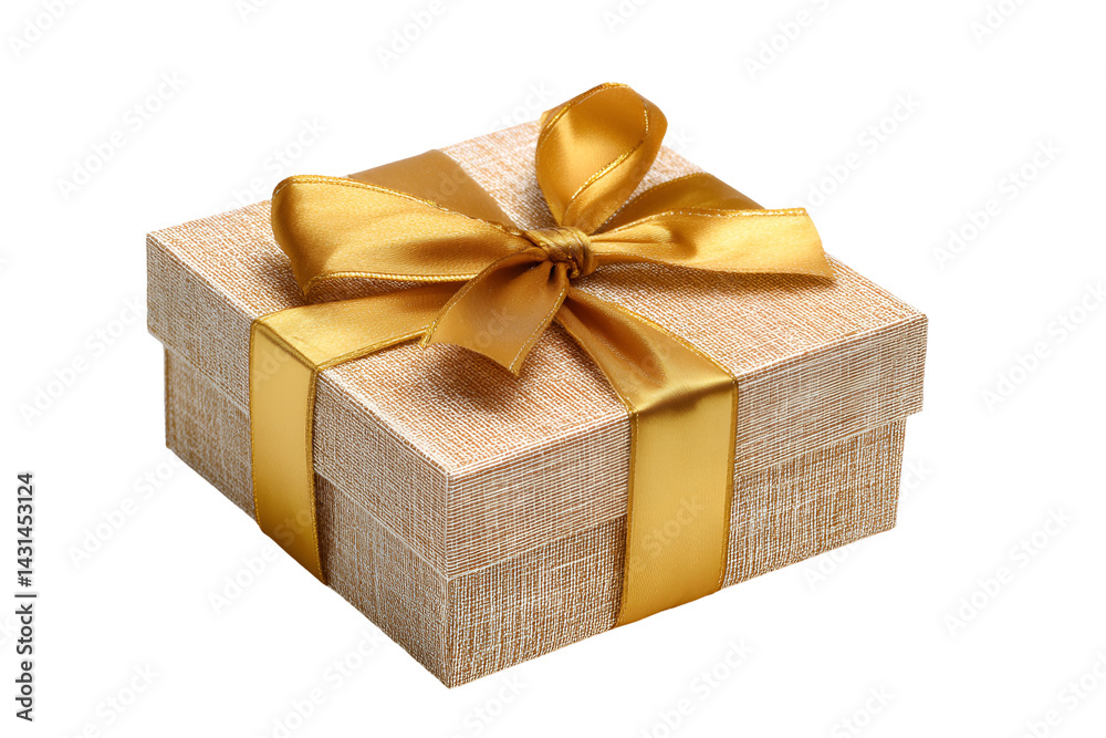 Fototapeta premium golden gift box with ribbon