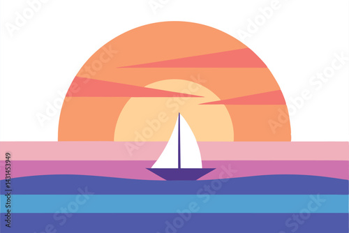 a-sunset-over-the-ocean-with-a-sailboat-passing-by.eps