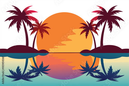 a-sunset-reflected-in-a-calm-lagoon--with-swaying- 