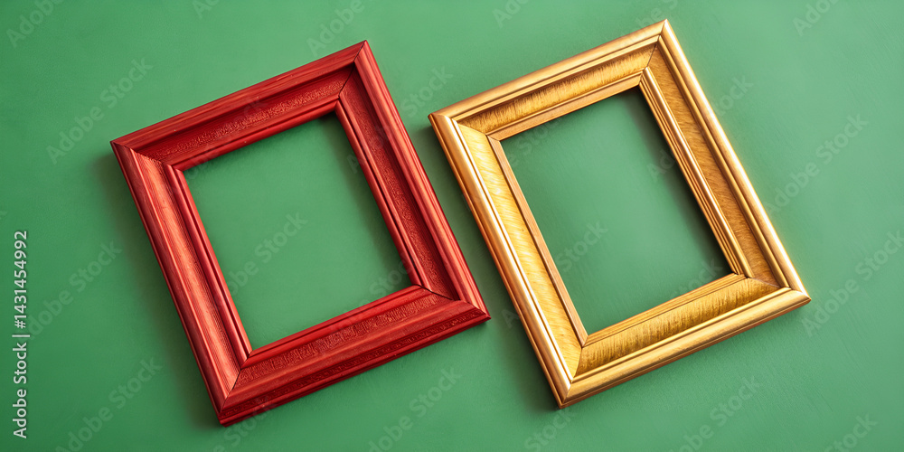 Fototapeta premium Two red and golden picture frames