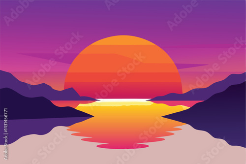 a-tranquil-sunset-over-a-small-cove--with-the-wate 