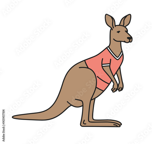 Kangaroo in Sports Jersey on white background. Energy, agility and active lifestyle concept