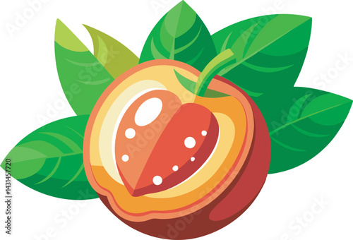 A vibrant vector illustration of delicious marula fruit, showcasing its tropical charm and miracle-like qualities in bold, colorful detail.