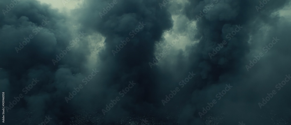 Obraz premium Dark storm clouds over city; apocalyptic background