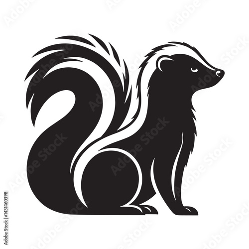 Solid-form skunk vector silhouette perfect for branding projects – skunk silhouette – skunk vector – skunk illustration – silhouette of skunk – skunk icon


