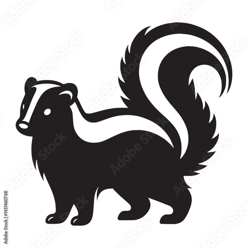 High-definition skunk silhouette vector optimized for print and web – skunk silhouette – skunk vector – skunk illustration – silhouette of skunk – skunk icon

