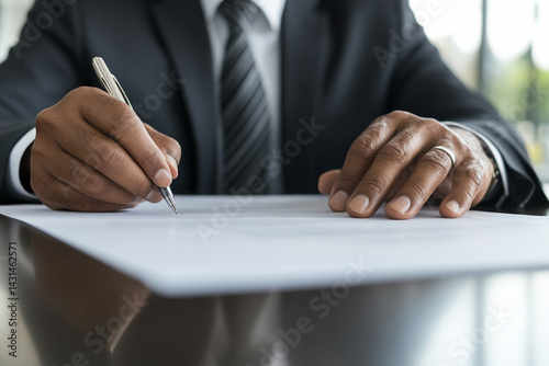 Lawyer reviewing legal documents in a law office during business hours