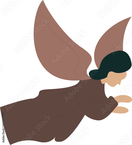 Brown Angel Wings Flying Clipart