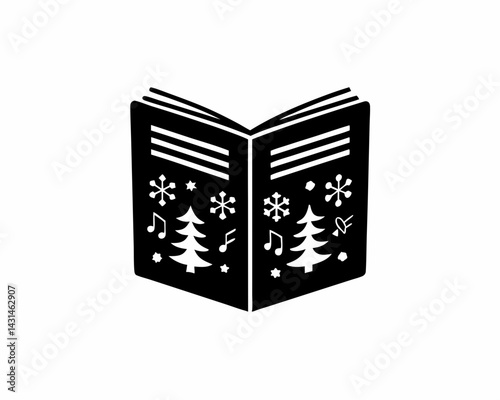 creative Silhouette Caroling Book with Notes Icon Vector Illustration 
