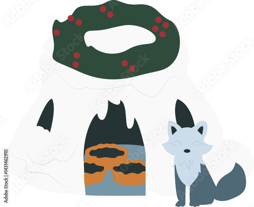 Arctic Fox Christmas Snow Cave Home