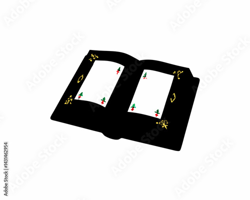 creative Silhouette Caroling Book with Notes Icon Vector Illustration 
