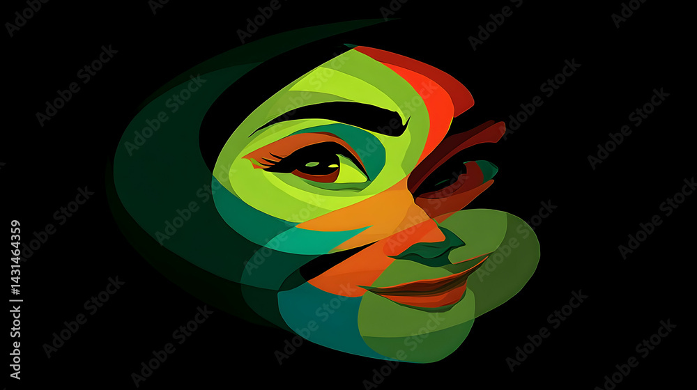 Obraz premium cubist portrait where facial features exist in multiple dimensions.