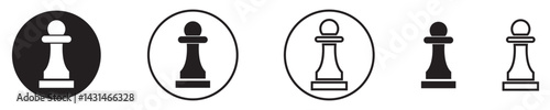 Chess pawn icon Thin line vector illustration set