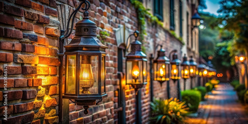 Obraz premium Charleston South Carolina Gas Lanterns Wall Mount Historic Architecture Old Town