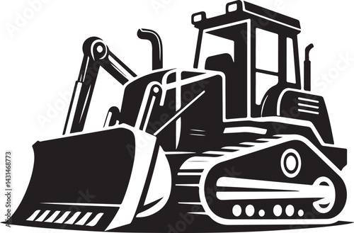 Construction bulldozer vector