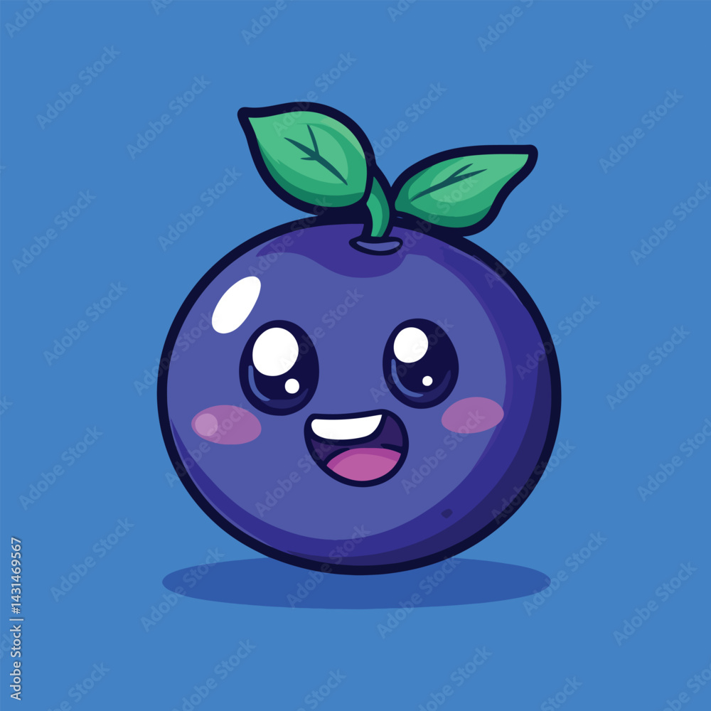 Obraz premium Blueberry mascot cute cartoon no details solid background bright