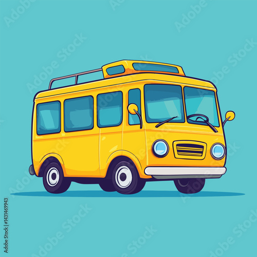 Bus mascot cute cartoon no details solid background bright