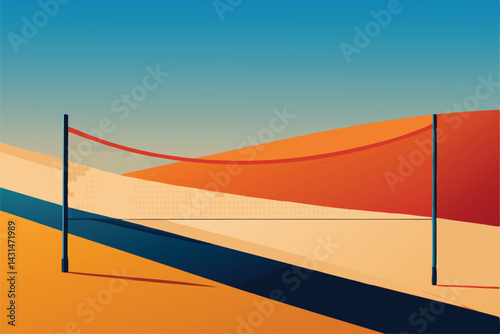 beach-volleyball-net-on-golden-sand--
